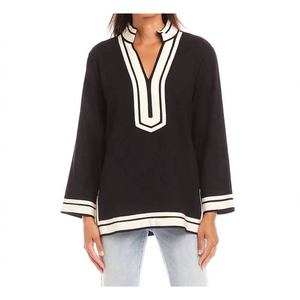 KAREN KANE st tropez tunic top in black with cream